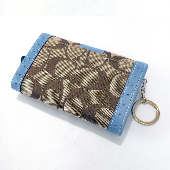 Coach Vintage Leather & Canvas Wallet with Key Chain - Picture 5 of 11